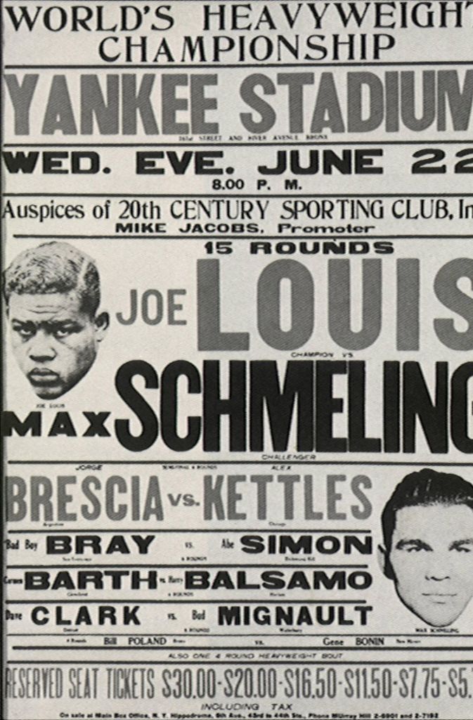 1936 traf Max Schmeling im New Yorker Yankee Stadium auf den US-Amerikaner Joe Louis. Schmeling gewann in der zwölften Runde per K.o.