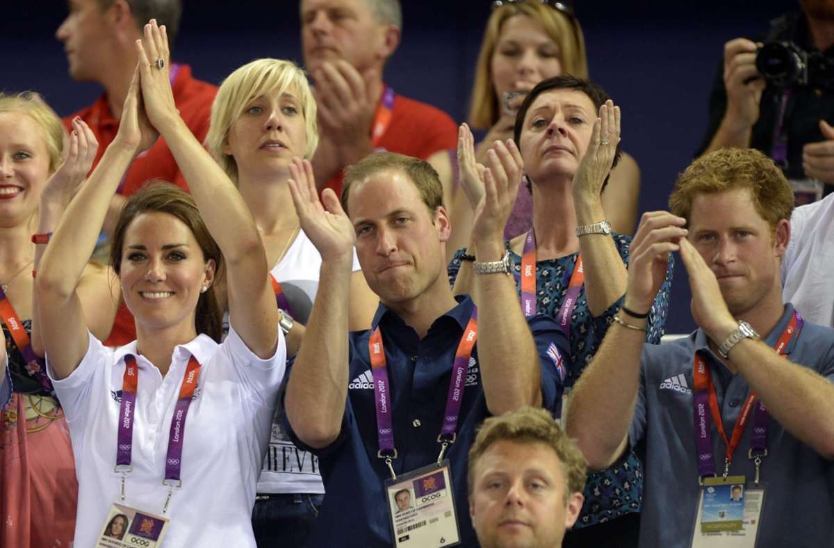 2012: Herzogin Kate, Prinz William und Prinz Harry bei den Olympischen Spielen in London.