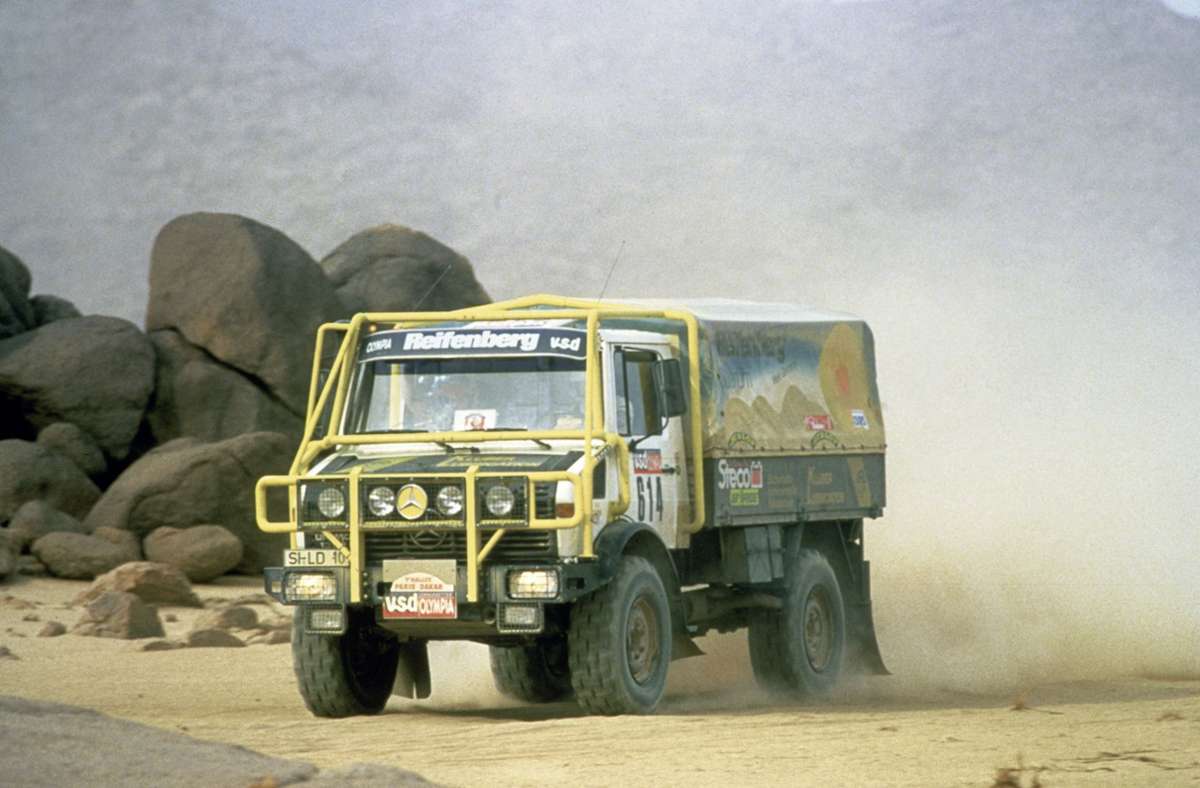 Dieser Unimog gewann die 1985 Lkw-Wertung der Rallye Paris-Dakar.