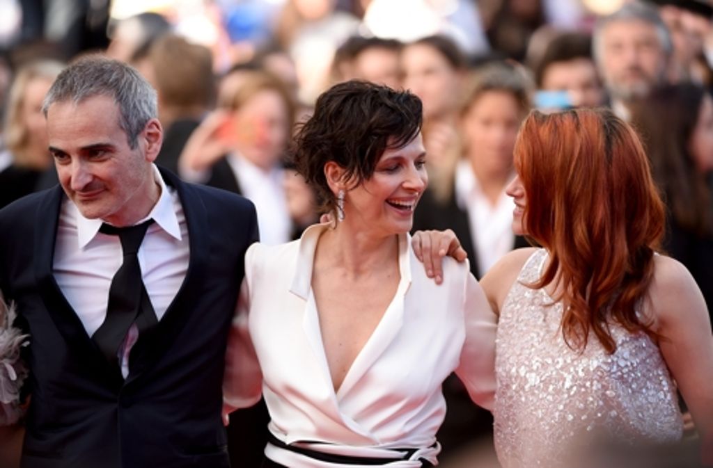 Von links: Olivier Assayas, Juliette Binoche und Kristen Stewart