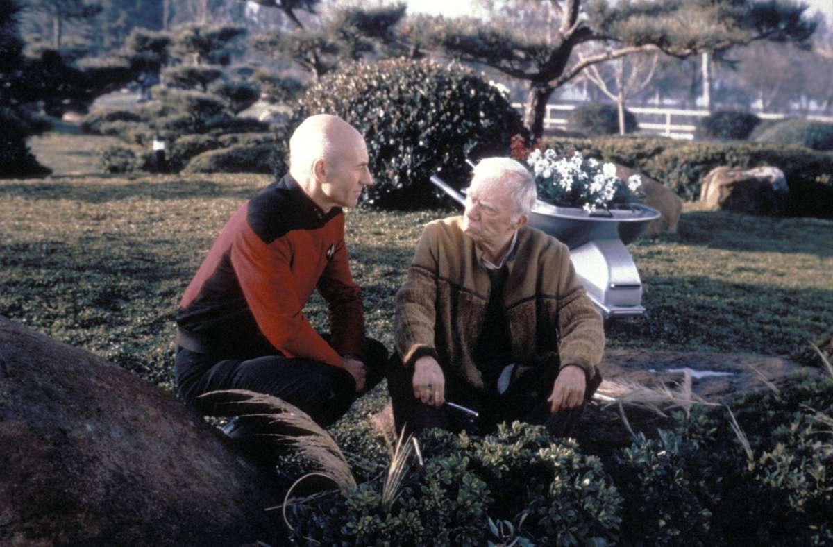Patrick Stewart (links) und Ray Walston 1991 in „Star Trek: The Next Generation“