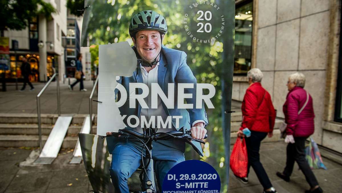 OB-Wahl in Stuttgart: Schmierfinken und Herbstwind zerstören die ersten OB-Wahlplakate