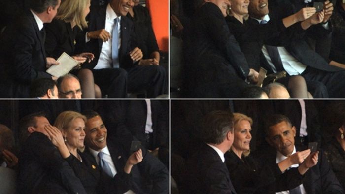 Und zum Schluss: ein Selfie von Obama, Cameron und Schmidt