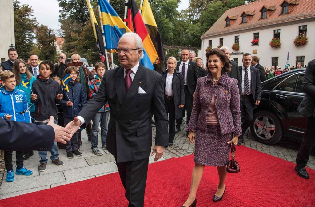 Das Schwedische Königspaar bei der Ankunft in Wittenberg.