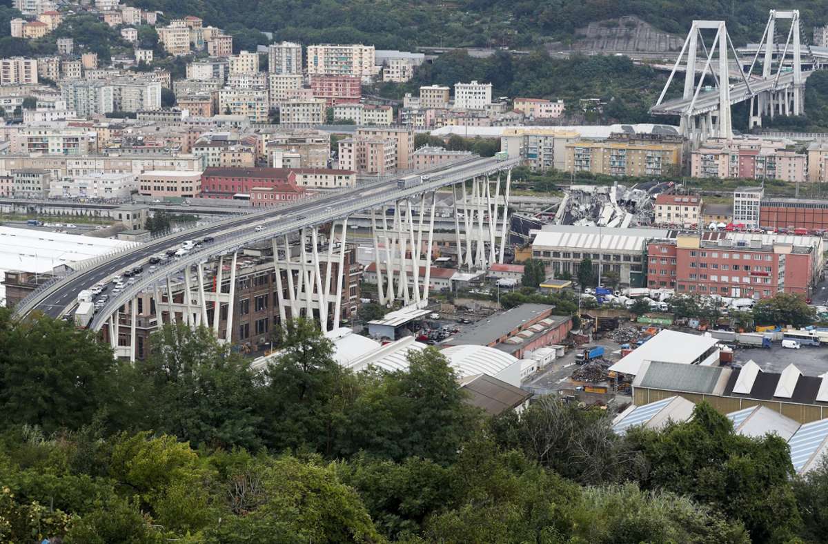 Das Morandi-Viadukt war im August 2018 eingestürzt, 43 Menschen stürzten in die Tiefe und verloren ihr Leben. Foto: dpa/Antonio Calanni