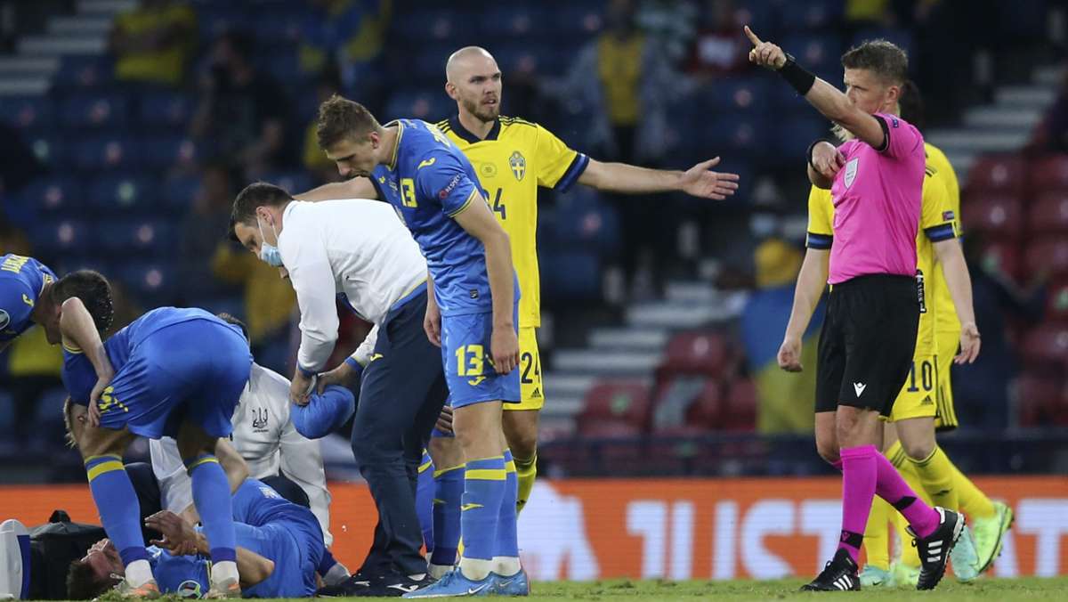 EM 2021: Schwede trifft Ukrainer am Knie – Marcus Danielson sieht Rote Karte