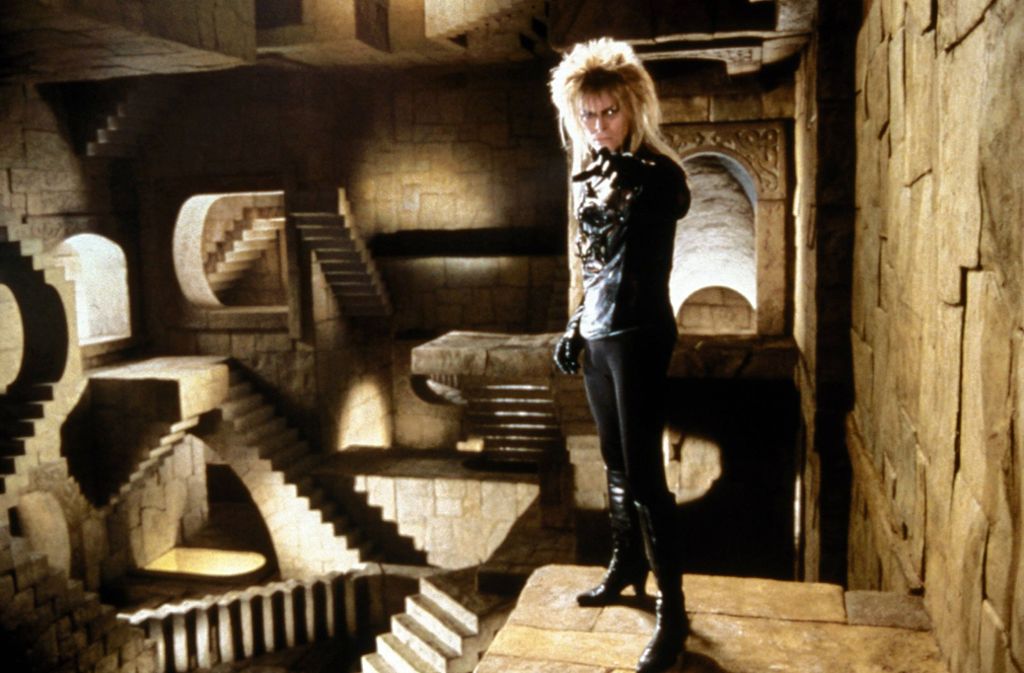 Szene aus „Die Reise ins Labyrinth“ aus dem Jahr 1986: David Bowie als böser Herrscher eines Kobold-Reichs.