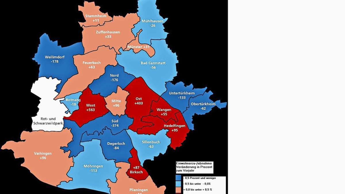 Bevölkerung  in Stuttgart: Mehr Einwohner im Osten und im Westen