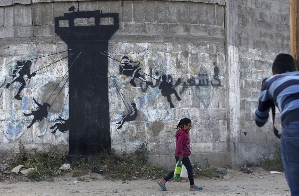 Auch im Gebiet des Gazastreifen findet man Kunst von Banksy.