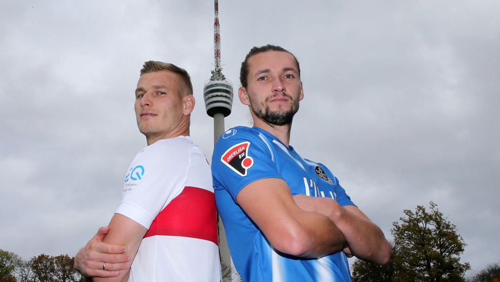 Stuttgarter Kickers gegen VfB Stuttgart II: Mijo  Tunjic   und Marcel Sökler  im Gespräch