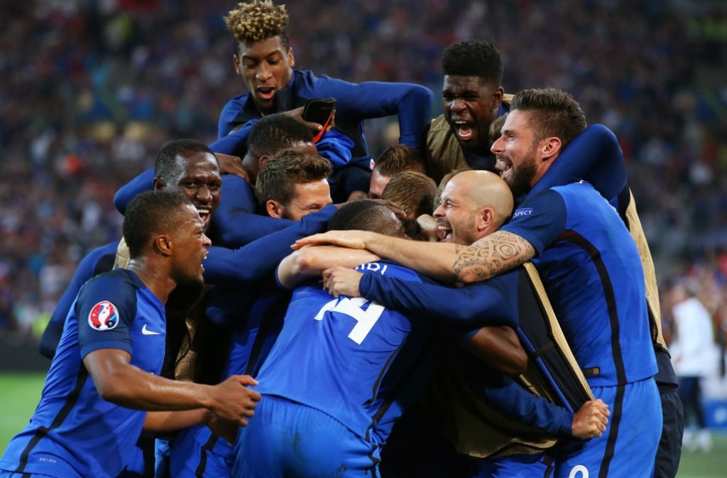 Les Bleus beim Torjubel nach dem 1:0 gegen Albanien. Foto: Getty Images Europe