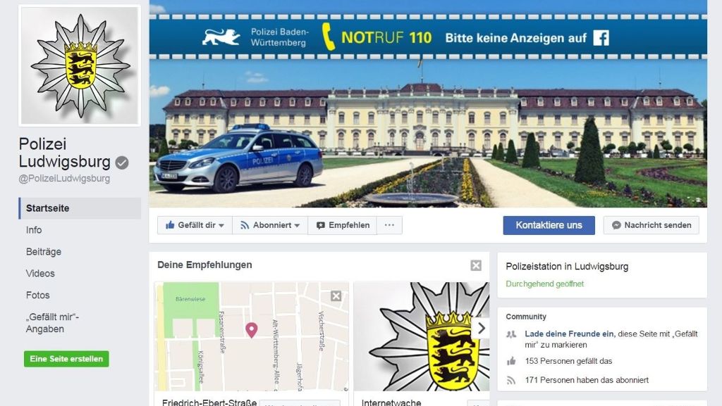Kreis Böblingen und Ludwigsburg: Die Polizei gibt es jetzt auch auf Facebook