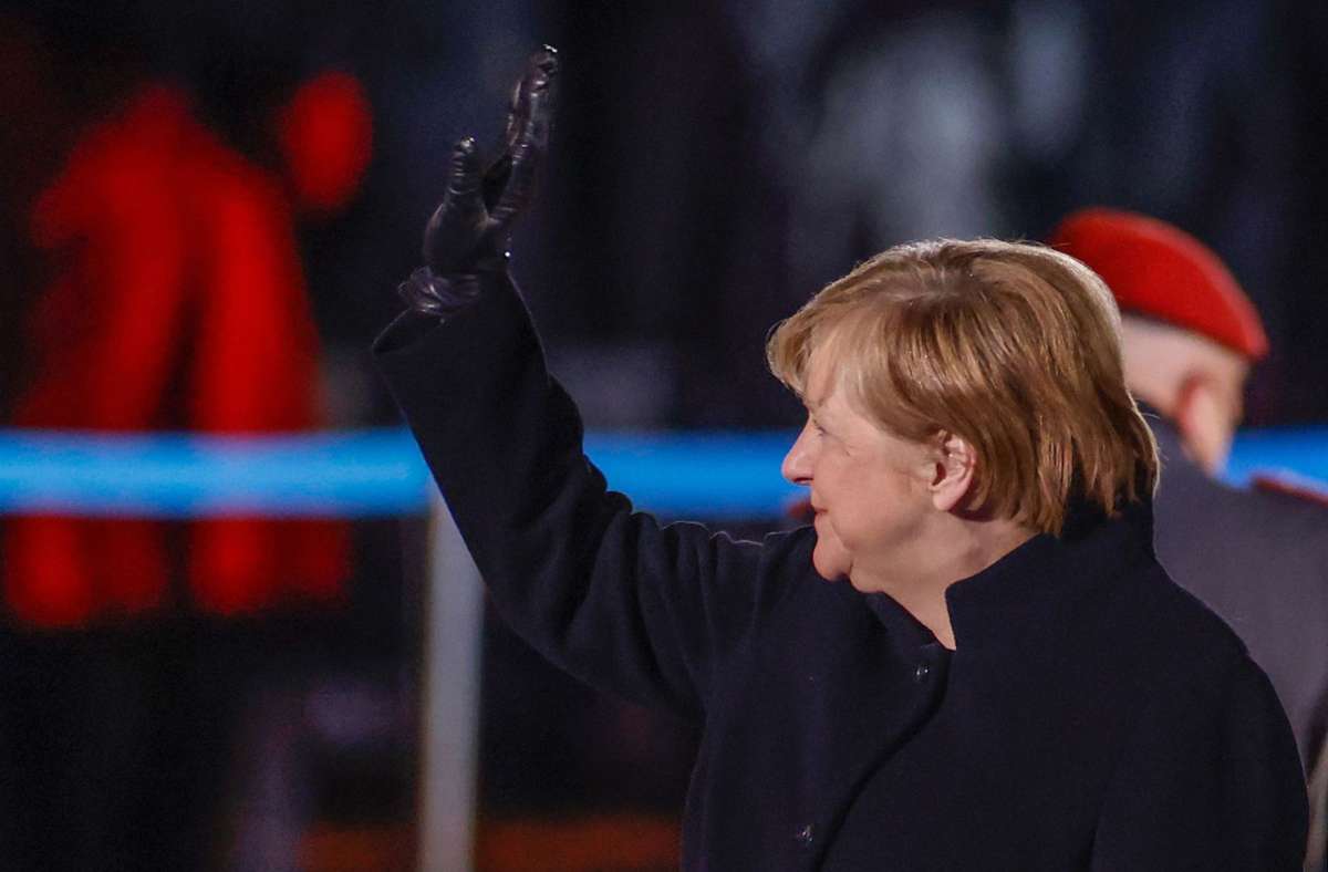 Angela Merkel am Donnerstagabend beim Großen Zapfenstreich in Berlin Foto: AFP/ODD ANDERSEN