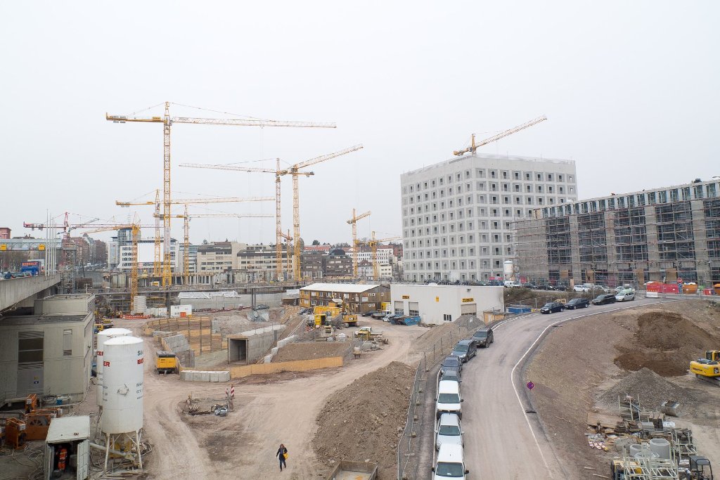 Das neue Stadtquartier im Europaviertel in Stuttgart wächst: Klicken Sie sich durch die Baustellenbilder des Milaneo und der U12-Baustelle ... Foto: www.7aktuell.de | Florian Gerlach