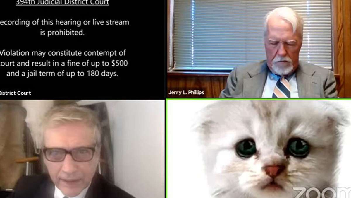  Ein Video einer Zoom-Konferenz sorgt derzeit für Lacher im Internet. Ein Anwalt aus den USA hat darin mit einem Katzenfilter zu kämpfen, den er nicht deaktivieren kann. 