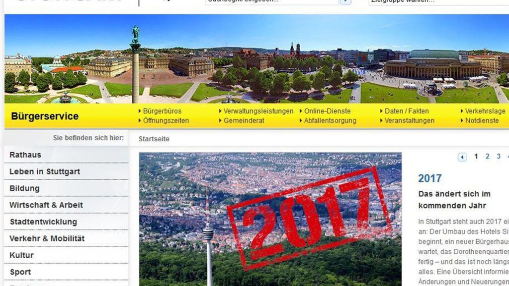 Stadträte rügen Internetauftritt: Beschwerden über Stuttgarts virtuelle Visitenkarte
