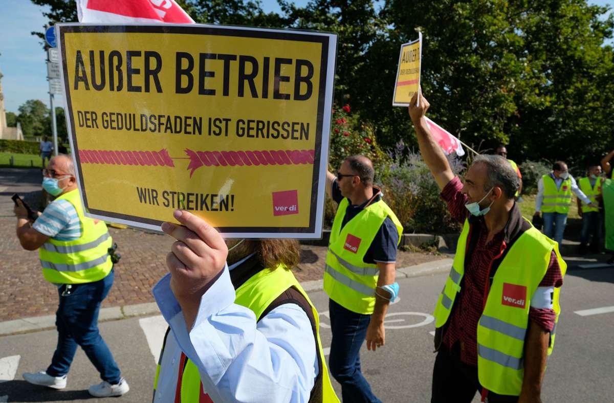Streik für bessere Arbeitsbedingungen der Busfahrer in Stuttgart