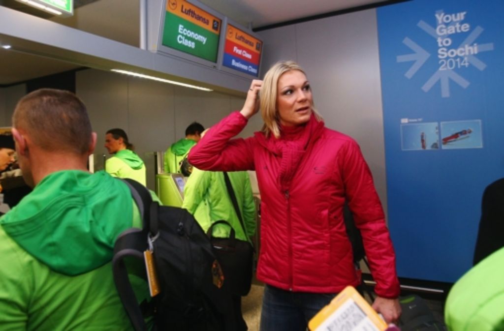 Weitere Bilder vom Abflug der deutschen Sportlerinnen und Sportler zu den Olympischen Winterspielen im russischen Sotschi.