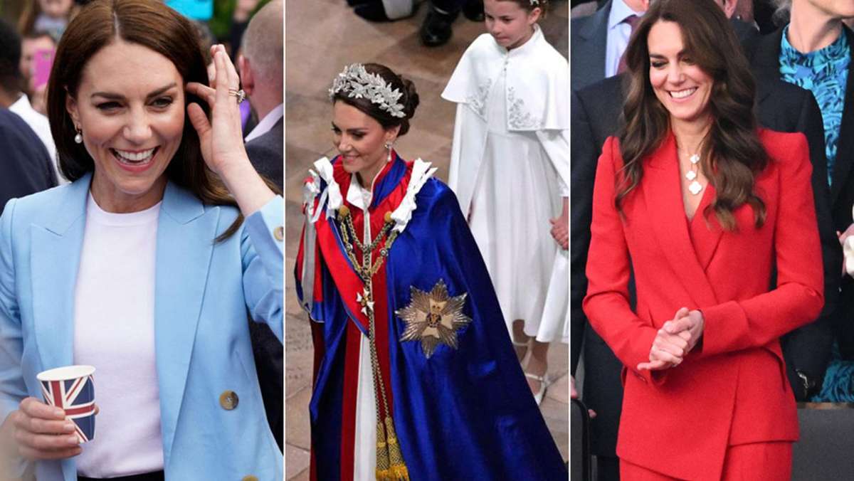 Prinzessin Kates Krönungslooks: Weiß, blau, rot – sie trägt den „Union Jack“