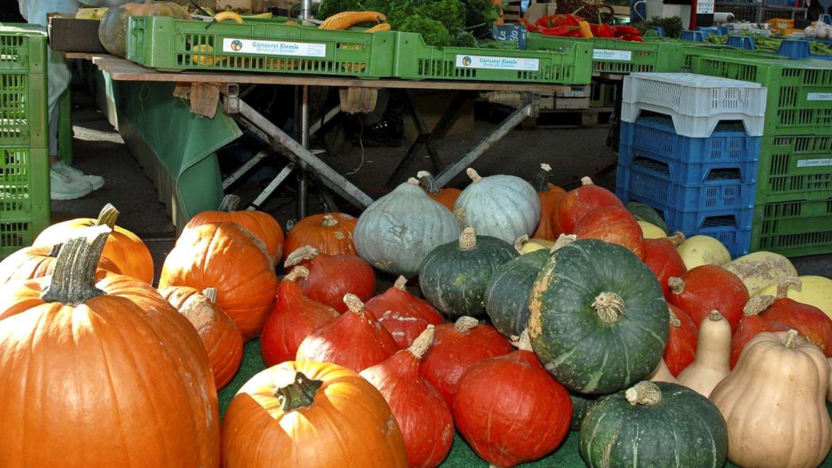  Herbstzeit ist auf dem Esslinger Wochenmarkt nicht nur Kürbiszeit. Auch Sommergemüse, Salate, Kohl und Trauben finden reißenden Absatz. Denn viele Kunden schätzen die regionalen Erzeuger. 