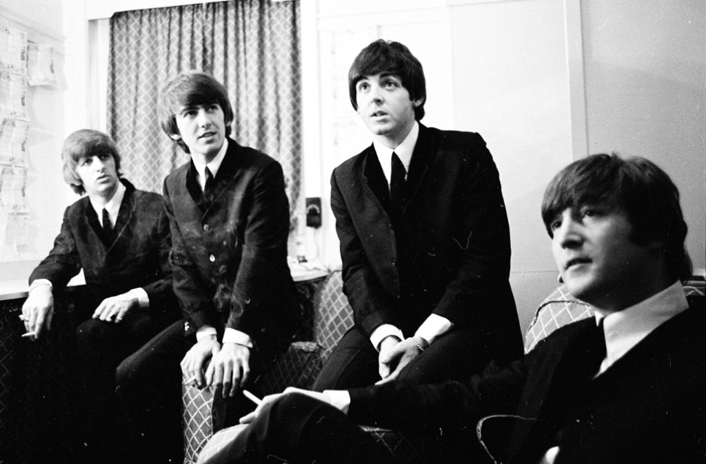 Starr, Harrison, McCartney und Lennon (v. li.) 1964 Backstage im Opernhaus von Blackpool