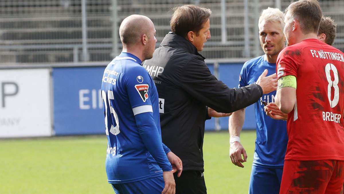  Das 4:1 der Stuttgarter Kickers im Oberliga-Spitzenspiel gegen den FC Nöttingen geht nach der Fair-Play-Aktion des Trainers fast etwas unter. Ramon Gehrmann ist das unangenehm. 