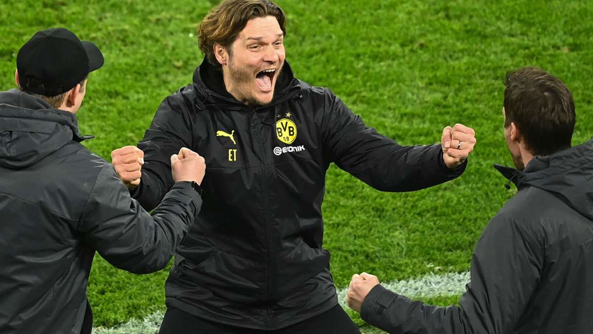  Fußball-Bundesligist Borussia Dortmund ist erstmals seit vier Jahren ins Viertelfinale der Champions League eingezogen. Der Mannschaft von Trainer Edin Terzic genügte im Achtelfinal-Rückspiel gegen den FC Sevilla ein 2:2. 