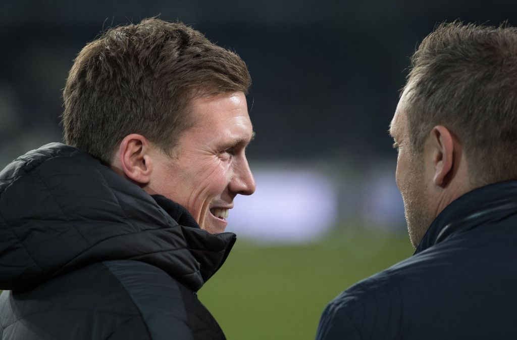 VfB-Coach Hannes Wolf (links) mit Hannover-Trainer André Breitenreiter