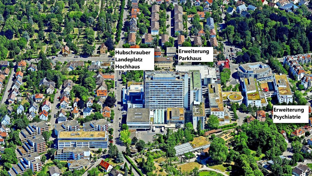 Umbau an Ludwigsburger Klinik: Helikopter landet auf Hochhaus