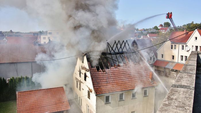 Brand zerstört Fachwerkhaus in Backnang