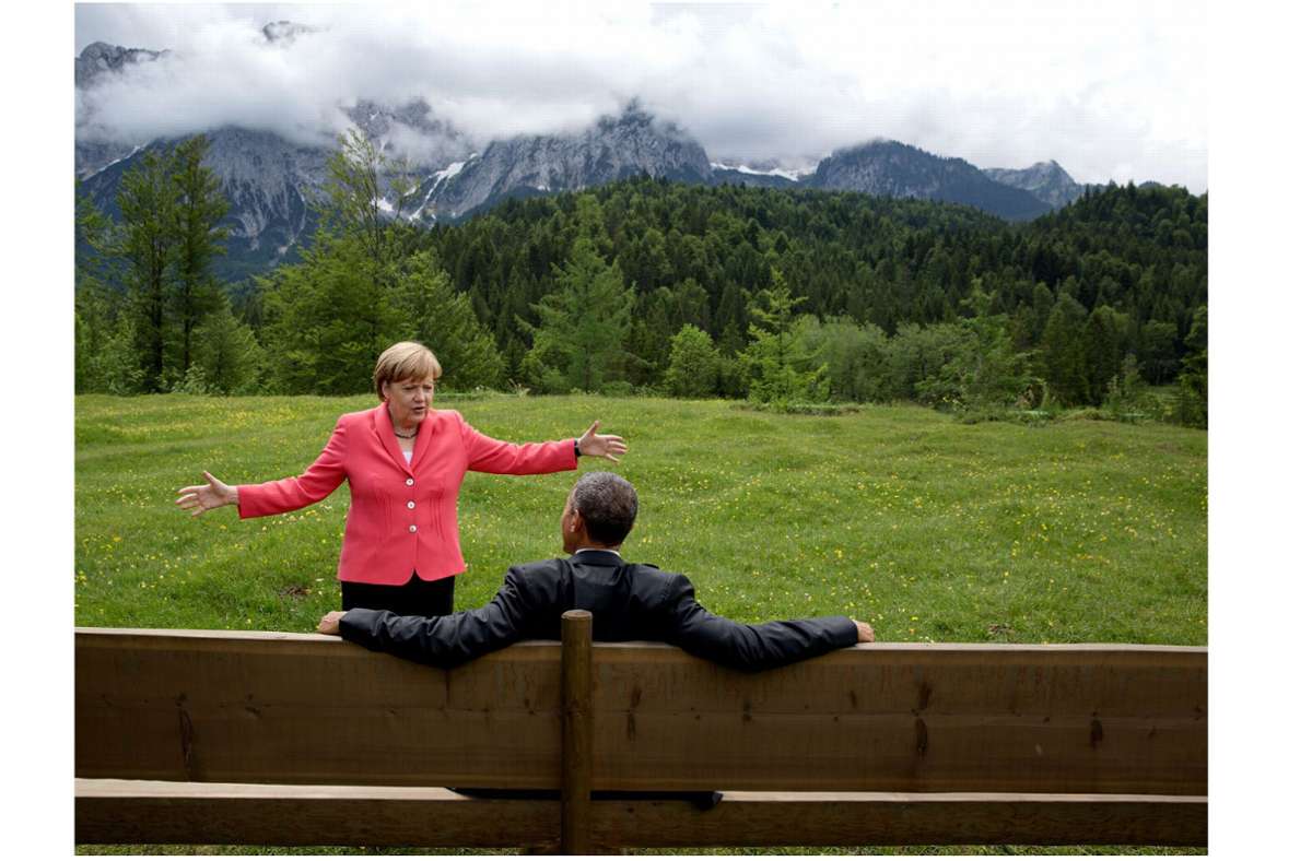 Große Gesten: Bundeskanzlerin Angela Merkel und US-Präsident Barack Obama 2015 beim G-7-Gipfel im bayerischen Krün
