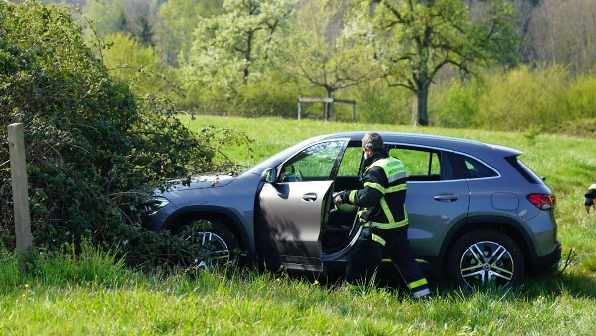 Unfall in Baltmannsweiler: Autofahrerin kommt von Fahrbahn ab und bleibt in Gebüsch stehen