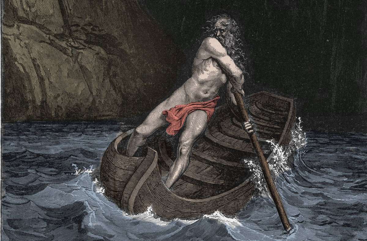 Rafting auf dem Acheron mit dem höllischen Fährmann  Charon. Illustration von Gustave Doré Foto: imago/Leemage/imago stock&people