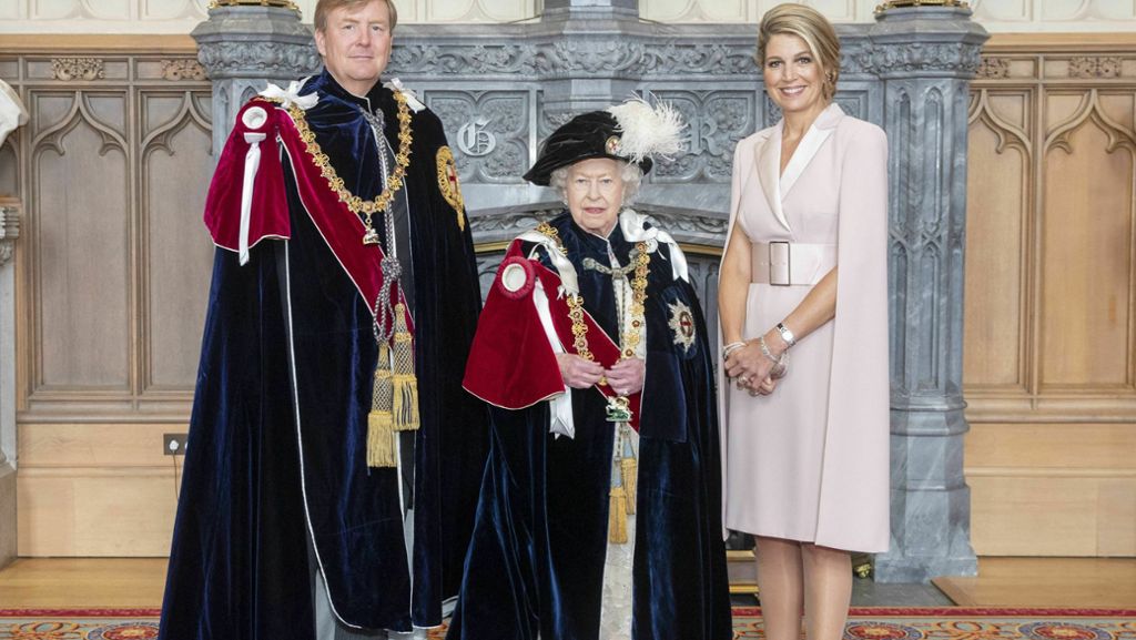  Royales Spitzentreffen in Windsor: Queen Elizabeth II. hat den niederländischen König Willem-Alexander und den spanischen Monarchen Felipe in den Hosenbandorden aufgenommen. 