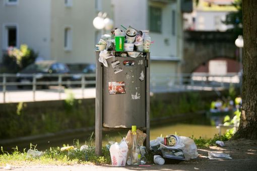 Überquellende Mülleimer in der Maille. Nicht nur ein übler Anblick.  Foto: Bulgrin