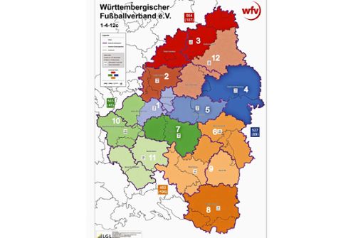 Nur noch 12 statt bislang 16 Fußballbezirke in Württemberg: der Vorschlag der Kommission Strukturreform. Foto: WFV