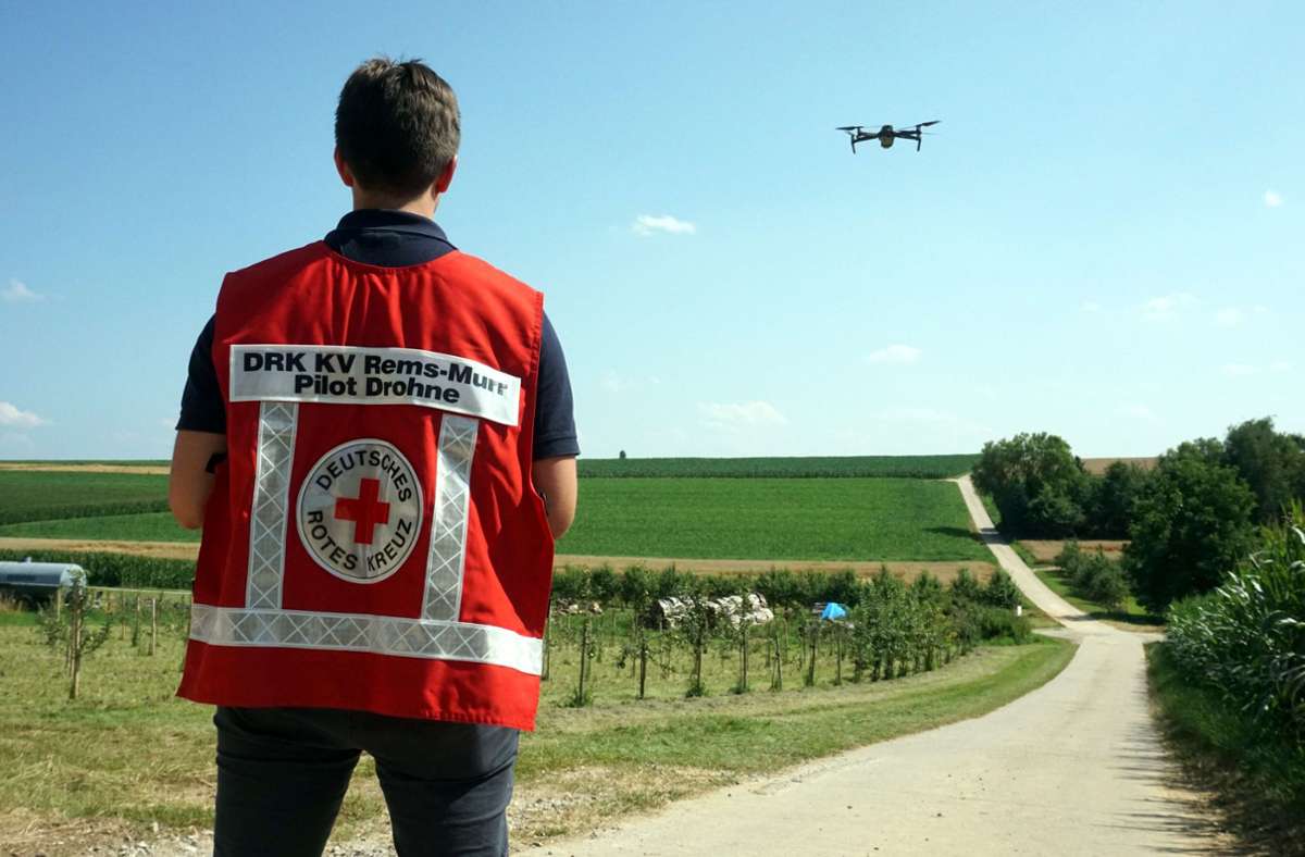 Das Rote Kreuz hat mit seinen Drohnen einen Vermissten gefunden. Foto: DRK Rems-Murr/Siekmann