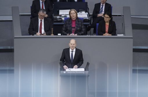 Olaf Scholz während der Regierungserklärung in Berlin. Foto: IMAGO/Political-Moments