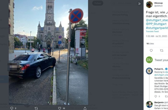 Parksünder am Pranger: Stuttgarter twittern Fotos von Falschparkern