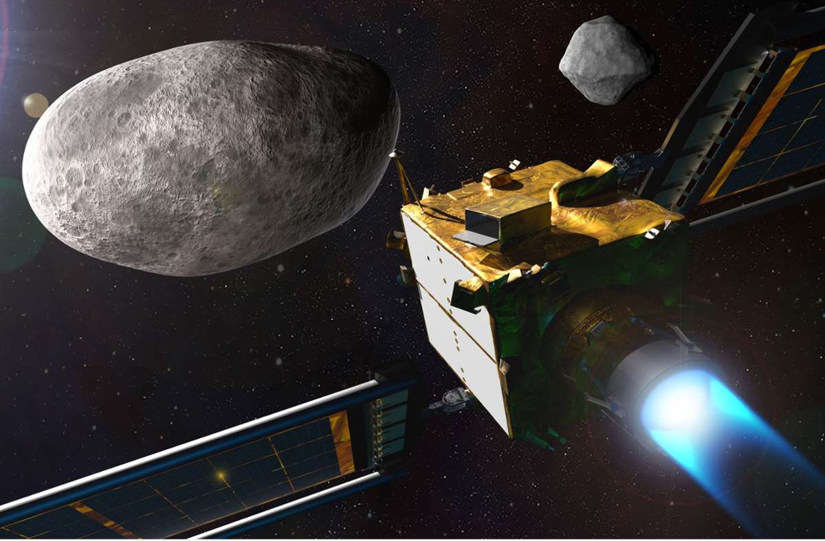 Bei der Mission soll der Esa zufolge erst die US-Sonde „Dart“ 2022 auf den kleineren Brocken eines Doppelasteroiden in 150 Millionen Kilometern Entfernung treffen.